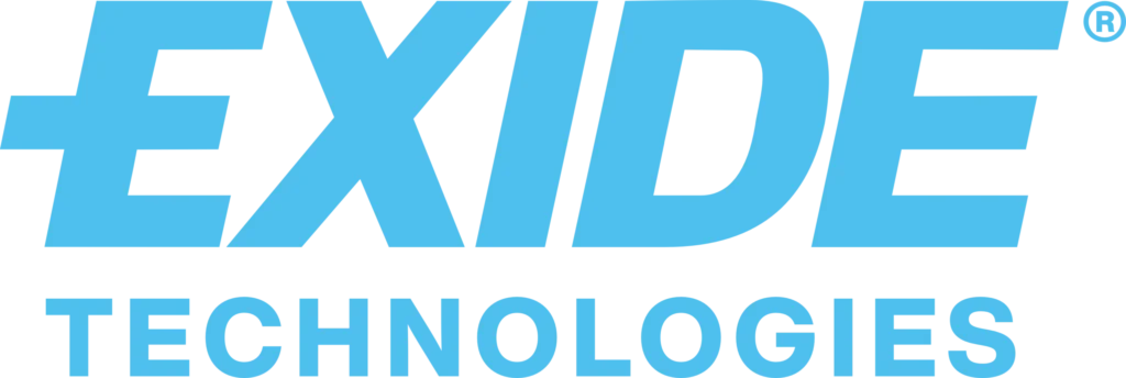 Exide Technologies logo in blue.