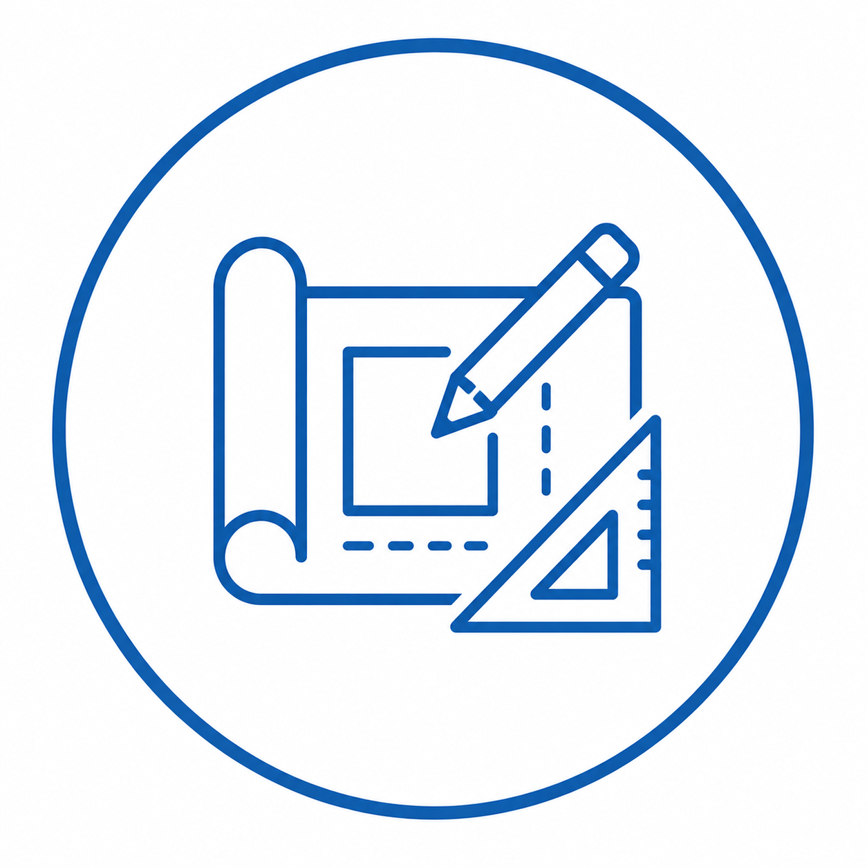 Blueprint with a pencil and ruler, representing architectural drafting or design work